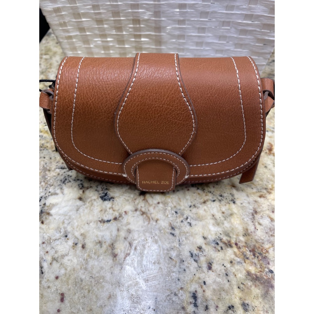Rachel Zoe Edessi-Brown Pebbled Crossbody Bag Contrast Stitching New with Tags - Picture 5 of 9